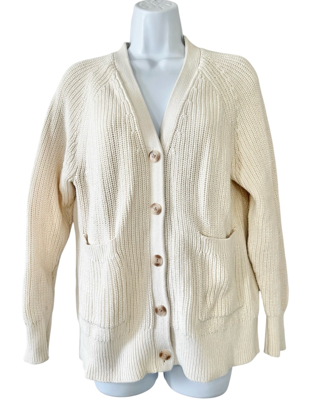 HATCH Women’s Ivory The Cotton Marlow Button Front Pregnancy Cardigan- Size 0